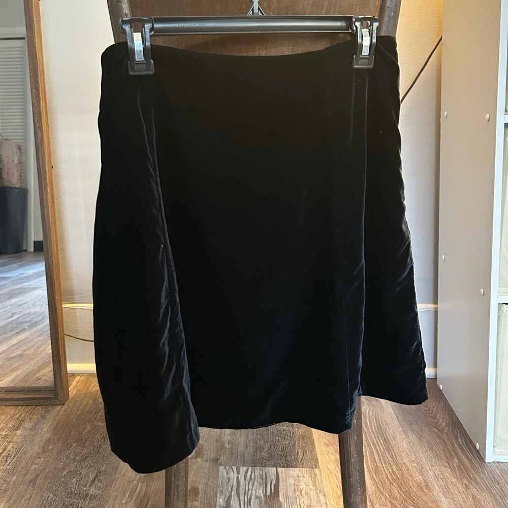 Loft Black Velvet A-Line swing skirt, knee length